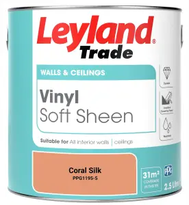 Leyland Trade Vinyl Soft Sheen Walls & Ceilings Emulsion Paint Coral Silk (PPG1195-5) - 2.5L