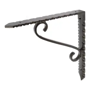 Hammer & Tongs Notched Scroll Iron Shelf Bracket - D205mm - Black - Pack of 4