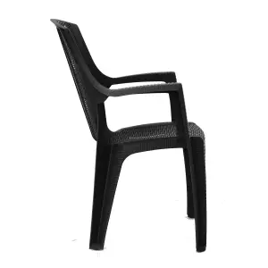 simpa Stackable Plastic Rattan Effect Garden Chair - Graphite Single Chair