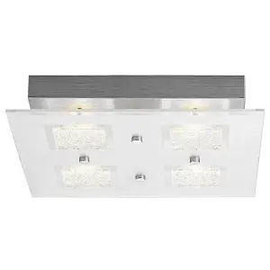 Modern Chrome Square LED Bathroom Light with Clear/Frosted Glass Plate