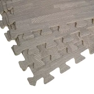 Samuel Alexander 32 Piece Grey Wood Effect EVA Foam Floor Protective Tiles or Mats 60x60cm Each Set