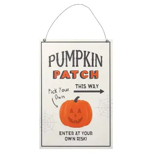 Something Different Pumpkin Patch MDF Plaque White/Black/Orange (One Size)