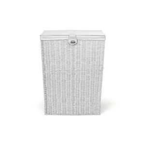 Hand Woven Plastic Laundry Hamper with Handles Medium (49 cm x 38.5 cm x 24.5 cm)