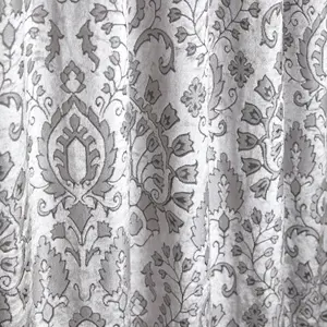 Trinity Jacquard Pair of Silver Pencil Pleat Curtains