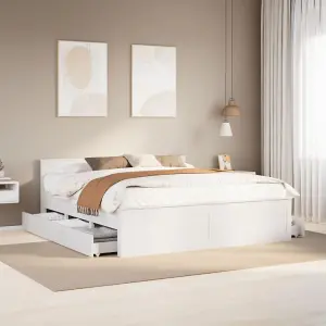 Berkfield Bed Frame without Mattress with Headboard White 200x200 cm Solid Wood Pine