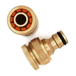 2 Pieces Brass Set, 1/2" and 3/4" Tap Connector with Quick Hose End Connector