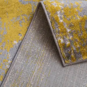 Ochre Grey Super Soft Distressed Abstract Area Rug 160x230cm