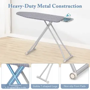 COSTWAY Foldable Steam Station Table 120 x 38 cm Iron Board with Cover & Iron Rest