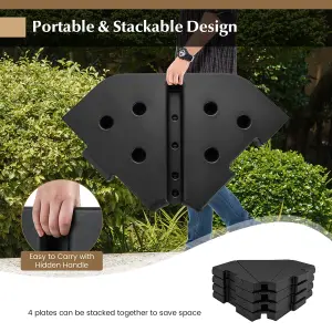 Costway 4-Piece Patio Umbrella Base 94 kg Capacity Umbrella Stand Weighted Plate Set