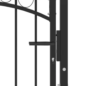 Berkfield Fence Gate with Arched Top Steel 100x125 cm Black