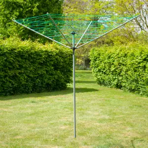 KCT Rotary Washing Line 4 Arm Outdoor Clothes Airer with Protective Cover and Ground Spike