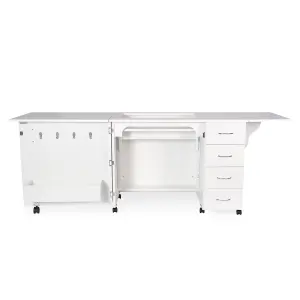 Harriet Fold-away Sewing Cabinet with Drawers in Ash White