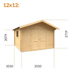 12ft x 12ft (3550mm x 3550mm) Horsforth "The Saint Paul" 28mm Log Cabin With 1 Opening Windows