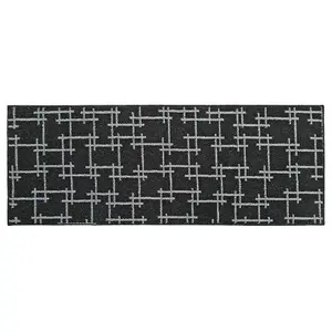 JVL Vector Machine Washable Latex Backed Runner Doormat, 57x150cm, Black