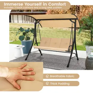 Costway Garden Patio Swing Chair 2 Seater Hammock Bench w/ Adjustable Polyester Canopy