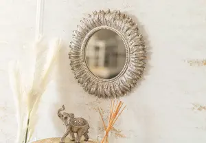 Distressed Silver Feathered Mirror