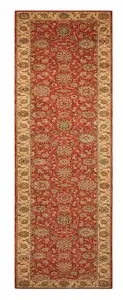 Orange Luxurious Traditional Wool Floral Bordered Rug for Bedroom & Living Room-229cm X 290cm