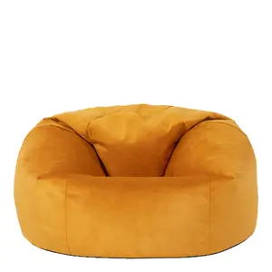 icon Aurora Classic Velvet Bean Bag Chair & Pouffe Ochre Yellow Bean Bag Chair