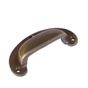 Hammer & Tongs Wide Lipped Cabinet Cup Handle - W95mm x H40mm - Brass - Pack of 2