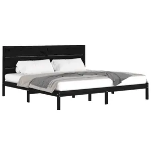 Berkfield Bed Frame Black Solid Wood Pine 200x200 cm