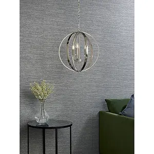 Luminosa Ritz 3 Light Wire Ceiling Pendant Bright Nickel & Clear Faceted Acrylic, E14