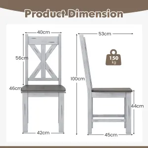 COSTWAY Wooden Dining Chairs Kitchen Chair Set of 2 w/ Rubber Wood Frame