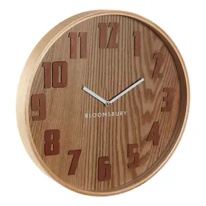 Interiors By Premier Easy To Read Brown Grain large Wall Clock, Retro Design Clock For Indoor, Versatile Functional Outdoor Clock