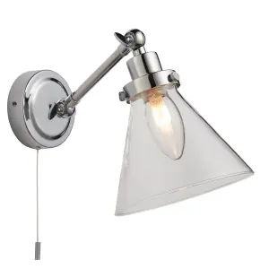 Anson Lighting Valley Bathroom Wall light finished in Chrome plate and clear glass