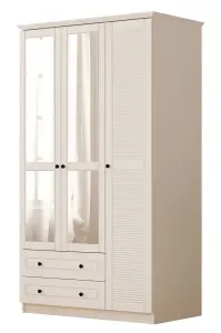 VOLET XL 3 Door 2 Drawer Mirrored White Wardrobe