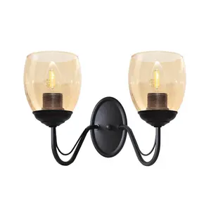 Luminosa Allena Wall Lamp Black, Amber 27cm