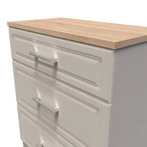 Kent Ready assembled Matt beige light oak effect 3 Drawer Chest of drawers (H)885mm (W)765mm (D)415mm