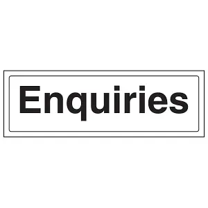 Enquiries General Workplace Door Sign Adhesive Vinyl - 300x100mm (x3)