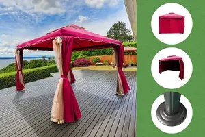 Red Gazebo with Nets Aluminium Frame and Powder coated Steel Roof,3x4x2.75m