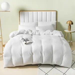 Teddy Fleece Duvet Cover set White / Super King - 2 Standard Pillowcases