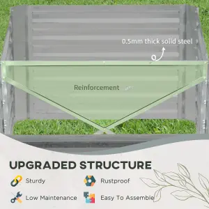 Outsunny Galvanised Steel Outdoor Raised Bed w/ Reinforced Rods, Light Grey