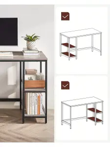 VASAGLE Computer Desk, Writing Desk With 2 Shelves On Left Or Right, Work Table For Office Living Room, Steel Frame, Industrial