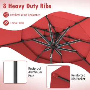 Costway 296cm 3 Tier Outdoor Umbrella Auto-tilt Patio Umbrella W/ Double Vented