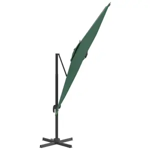 Berkfield LED Cantilever Garden Parasol Green 400x300 cm