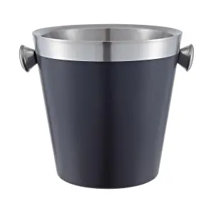 Buckingham Double Wall Stainless Steel Insulated Champagne / Wine Bottle Bucket  22.5 cm / 4.8 Litre, black finish