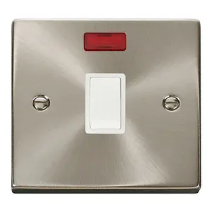 Satin / Brushed Chrome 1 Gang 20A DP Switch With Neon - White Trim - SE Home