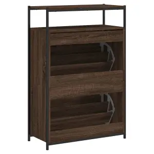 Shoe Cabinet Brown Oak 75x34x112 Engineered Wood