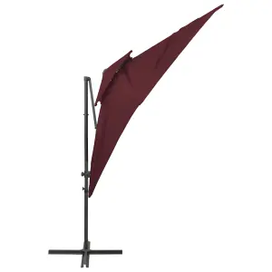 Berkfield Cantilever Umbrella with Double Top Bordeaux Red 250x250 cm