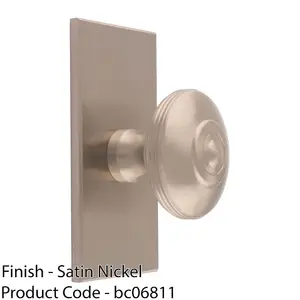 38mm Round Cabinet Door Knob & 76x40mm Matching Backplate - Satin Nickel Handle