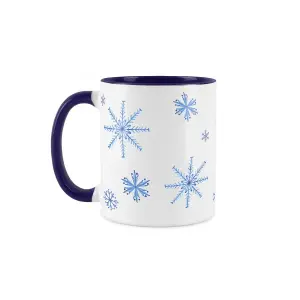 Purely Home Ceramic Snowflakes Christmas Mugs Tea/Coffee Christmas Gift - 4x Mugs