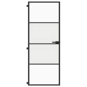 Berkfield Interior Door Slim Black 76x201.5 cm Tempered Glass and Aluminium