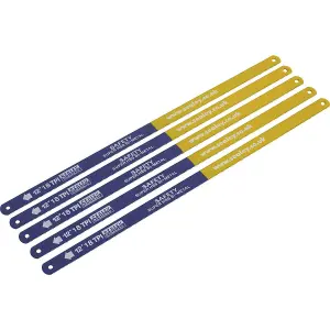 5 Pack of 300mm Flexible Bi-Metal HSS Hacksaw Blades for Versatile Cutting