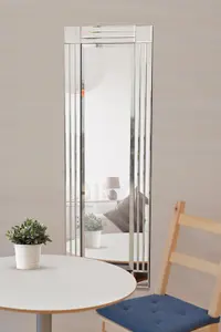 MirrorOutlet Milton All Glass Bevelled Square Corner Wall Mirror 120 x 40 CM