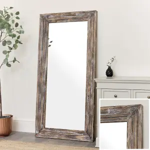 Melody Maison Large Rustic Wooden Wall/Leaner Mirror 158cm x 78cm