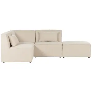 Right Hand 3 Seater Modular Jumbo Cord Corner Sofa with Ottoman Beige LEMVIG