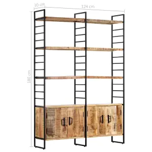 Berkfield 4-Tier Bookcase 124x30x180 cm Rough Mango Wood